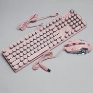 粉紅系列青軸機械鍵盤連滑鼠套裝 (白色背光燈) Pink Series Blue Switch Mechanical Keyboard and Mouse Combo (White backlight