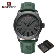 NAVIFORCE นาฬิกาสำหรับผู้ชายแฟชั่นกีฬานาฬิกาข้อมือลำลองนาฬิกากันน้ำกันกระแทกนาฬิกาสายหนังสีน้ำตาล NF9202L