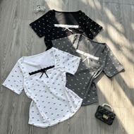 Women's BIGSIZE T-shirt 50-95kg, short sleeves, soft, stretchy ribbed lace, cool to wear - G173