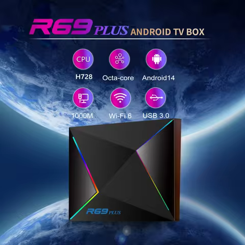 R69 Plus Smart TV Box Android 14 8K WIFI 6 Allwinner H728 Support Netflix 2025 Latest Home Media Pla