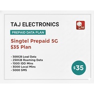 Singtel $35 Prepaid 5G Plan – 300GB Data | 250GB Roaming | 1000 IDD Mins | 3000 Local Mins | 5000 SM