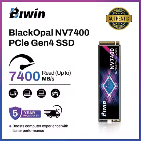 BIWIN Black Opal NV7400 PCIe 4.0 NVMe SSD,Up to 7450MB/s M.2 2280 Internal Solid State Drive,5-Year