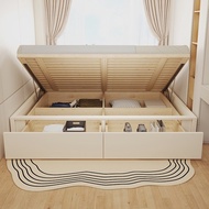 Solid Wood Tatami Bed Frame No Headboard Bed High-Capacity Platform Bed Lightweight Tatami Bed