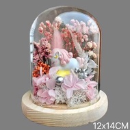 🔴訂購預10日［可愛粉色獨角獸玻璃罩擺件 12x14CM ］公仔玻璃罩 粉紅色系列 保鮮花永生花花材，店主手作成品，✔️附包裝。 💰不議價❌ 💰Fixed Price❌No bargain Preor