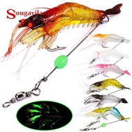 Sougayilang Fishing Luminous Shrimp Lure Prawn Hook Jigging Soft Plastic Fish Bait Umpan Udang Tiruan Gewang Casting Mata Kail Joran Pancing