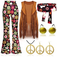 Hippie Costume Set - Retro Fashion for Women with Fringe Vest & Pants | Disco Party Outfit