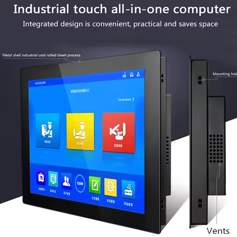 10 12 15 17 19 Inch Wifi Win10 Linux Industrial Computer Resistive touch Screen Core J1900 4G RAM SS