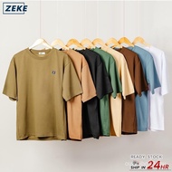 Kemeja-T Lengan Pendek Lelaki ZEKE Bersulam Logo T-shirt Lelaki Atasan Lengan Pendek