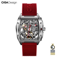 CIGA Design นาฬิกาทัวร์มาลีนเจียซีรี่ย์ Z นาฬิกากลไกอัตโนมัติฉลุลายสองด้านทรงถังเหล้านาฬิกาข้อมือ