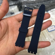 Swatch Silicone Strap Swatch Men's and Women's Three Fork Resin Strap 16/17/19/ 20mm Black and White