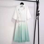 ชุดพิธีชาจีนแบบดั้งเดิมสําหรับผู้หญิง Minyo Qipao Top สําหรับศูนย์สุขภาพจีนและครู Tai Chi