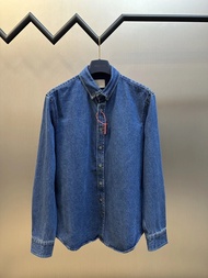 เสื้อแจ็คเก็ตยีนส์สไตล์ลำลองทรงหลวม รุ่นไฮเอนด์ AMI Paris เสื้อคลุมสำหรับผู้ชายและผู้หญิง