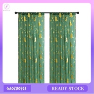 [gaozuo523] Festive Christmas Print Window Curtain Set 2 Pieces Featuring Snowflake Pattern for Livi