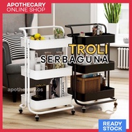 Troli 3 Tingkat - Troley Rak Besi Troli Beroda Letak Barang Dapur Bertingkat Tingkat Rak Serbaguna B