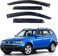 Window Visor Compatible with BMW X3 2003-2010, Rain Guard Tape-On Extra Durable Sun Wind Air Side Ve