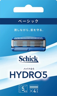 Schick(舒適) Hydro 5 基本款替換刀片（4入）附護膚防護條 5層刀片 藍色
