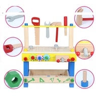 Tool Bench for Kids Toy Play Workbench Wooden Tool Bench Workshop Workbench With Tools Mainan Meja K