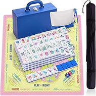 Soulchen American Mahjong Set 168 Blossom Acrylic Numbered Tiles, 4 Dice, Mahjong Mat, Tiles Bag and