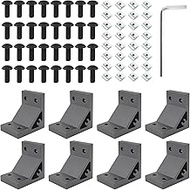 8 pieces 2040 angle brackets, rust-proof, strong and durable bracket, with 32 M5 T-slot nuts, 32 M5