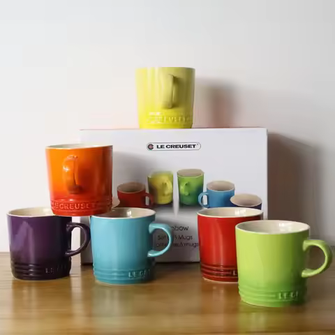 Cool Color Rainbow 6-Piece Set Mug Gift Box Ice Cream Milk Cup LE CREUSET Coffee Cup French Style Ce