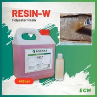 POLYESTER RESIN FIBERGLASS (4KG / 1KG SET) FIBER RESIN / GAM FIBER / FRP REPAIR