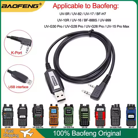 USB Programming Cable for Baofeng UV-5R UV-82 BF-888S UV-S9 Plus UV-10R UV-16 UV17 UV-999 UV-G30 UV-