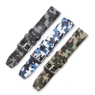 Universal Camouflage Silicone Watch Strap Army Green Jungle Hunting 20mm 22mm 24mm Outdoor Sports Watch Band