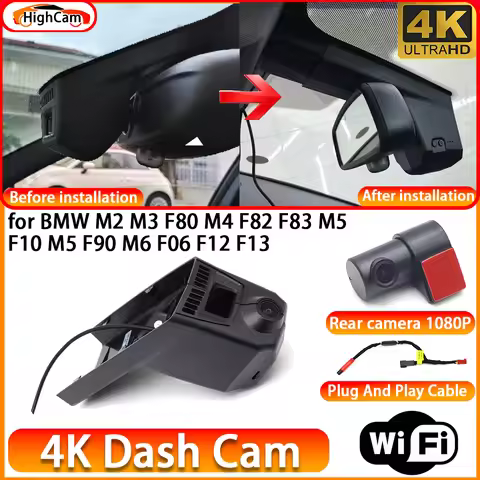 HighCam for BMW M2 M3 F80 M4 F82 F83 M5 F10 M5 F90 M6 F06 F12 F13 OEM 4K DVR Dash Cam Front Rear Cam