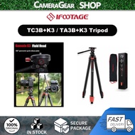 IFOOTAGE Carbon/Aluminum Tripod with Fluid Head TC3B+K3 / TA3B+K3 for Phone/Camera/Photography/Live/