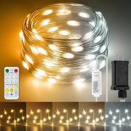 White Fairy Lights Plug in with Remote, 50Ft Warm to Cool White Christmas Fairy Light Outdoor IP67 W