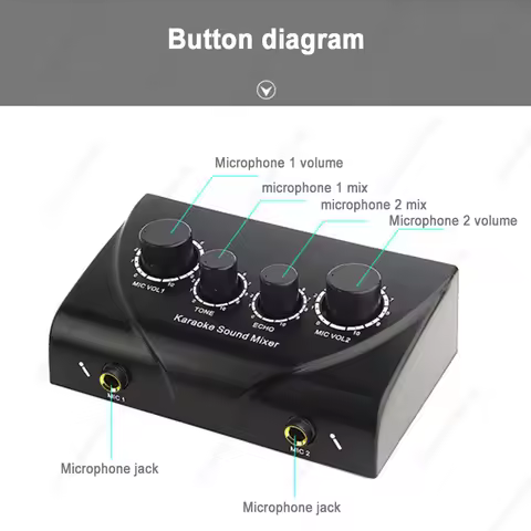 Karaoke Sound Mixer Professional Audio System Portable Sound Mixer EU/US Plug Karaoke Dual Mic Input
