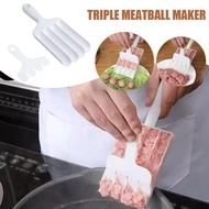 Triple Meatball Maker Plastic Kitchen Tool 22cm Non-stick Heat White Cooking Scoop Ball Gift M4g8