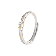 TIMESWIND S999คู่พลอยเทียมสีเงินแหวนปรับขนาดได้ผู้ชายและผู้หญิง