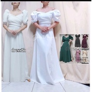 Miles no slit dress white  old rose navy green long dress filipiniana pang abay evening gown