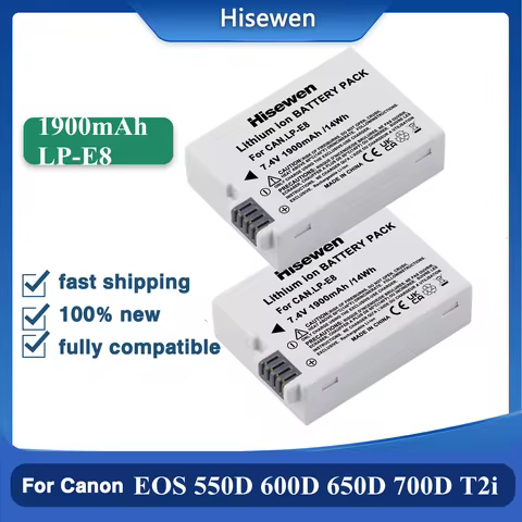 1900mAh LP-E8 Battery Rechargeable Battery and Dual Charger For Canon EOS Rebel T3i T2i T4i T5i 600D