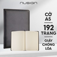 [NUSIGN x DELI] Deli Premium A5 Horizontal Lined Leather Notebook - 192 Pages, Anti-Glare 70gsm as a