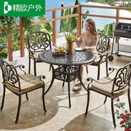 Meja dan Kerusi Patio Luaran Balkoni Seni Besi Luaran Meja Aluminium Tuang dan Kerusi Perabot Taman 