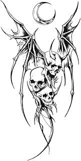 Temporary Tattoos,Moon Skull,Skull Tattoos,Resilience,Lasts 1-2 Weeks,Real Tattoo Look,Water-Resista