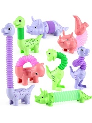 Mochi Squishy's Novelty Decompression Toy Decompression Telescopic Tube Multifunctional Fun Stretching Triceratops Wrist.