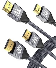 8K 60Hz HDMI Cable 6.6FT 2-Pack,Certified 48Gbps 7680P Ultra High Speed HDMI Cord for Apple TV,Roku,Samsung QLED,2.0 2.1,Sony Playstation,PS5,6FT,Xbox One Series X,eARC HDR HDCP 2.2 2.3,4K 120Hz 144Hz
