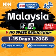 Malaysia SIM Card Ultra 1-15Days 1-20GB 5G/4G Data | Instant 24h Airport Pickup|High Speed Malaysia 