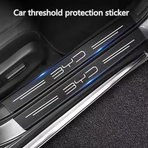 60X7CM Carbon Fiber Car Door Threshold Protective Sticker For BYD Tang F3 E6 Atto 3 Yuan Plus Song M