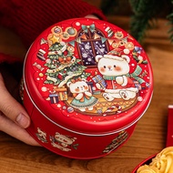 [Christmas Tinplate Box] Christmas Cookies Biscuit Packaging Tin Box Candy Tin Can Round Small Box T