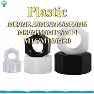 Nylon Hex Nut Nut Black/White/Transparent Nylon Hex Nut M2/M2.5-M20 GHA