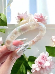 櫻花瑪瑙手鐲 瑪瑙手鐲絕美菜園子雙面滿花冰底飄綠園條套鐲56-57