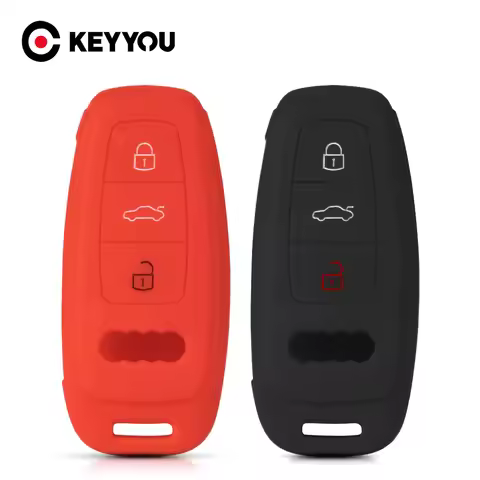 KEYYOU 3 Buttons Remote Key Fob Case Cover For Audi A6 A6L A7 A8 A8L A3 E-tron 55 Q7 Q8 C8 2019 2020