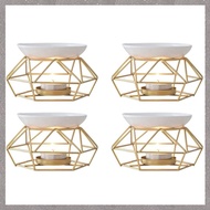 (RHEP) 4X Ceramic Fragrance Lamp Essential Oil Burner Metal Burner for Essential Oils Wax Melt Burne