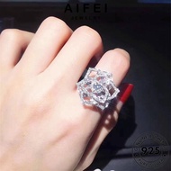 AIFEI JEWELRY 純銀戒指 Ring Cincin Silver Korean Perak For Fashion Diamond Adjustable Women Accessories Moissanite Rose Sterling Original 925 Perempuan R297