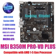 Used MSI B350M PRO VD PLUS MATX DDR4 Motherboard Compatible with AMD 1-5 Gen Processors Tested