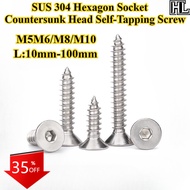 [HL-ZGLS] SUS304, Hexagon Socket Countersunk Head Self-Tapping Screw, M5/M6/M8/M10, Hexagon Socket F